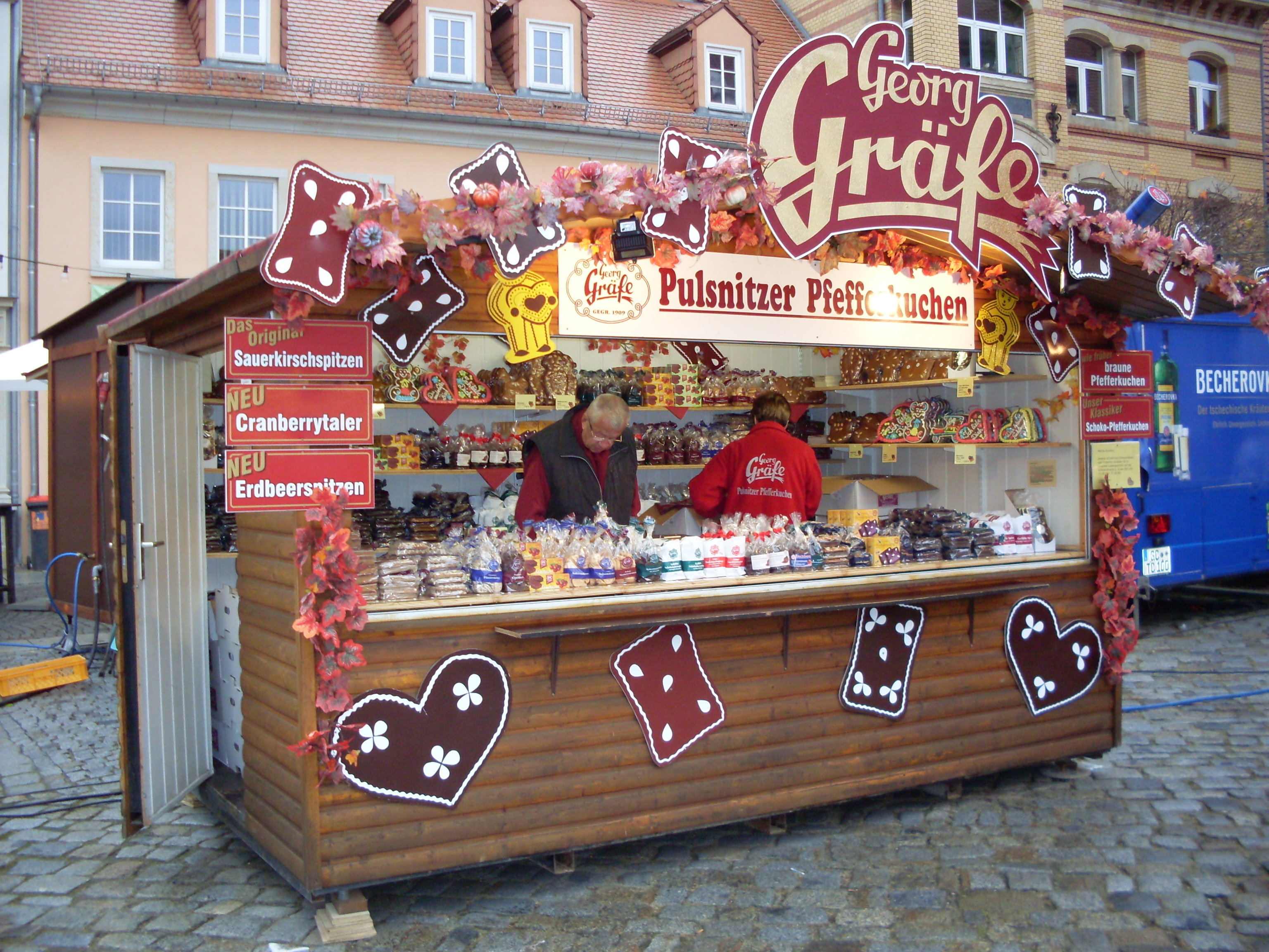 Georg Gräfe Stand auf dem Pfefferkuchenmarkt in Puslnitz